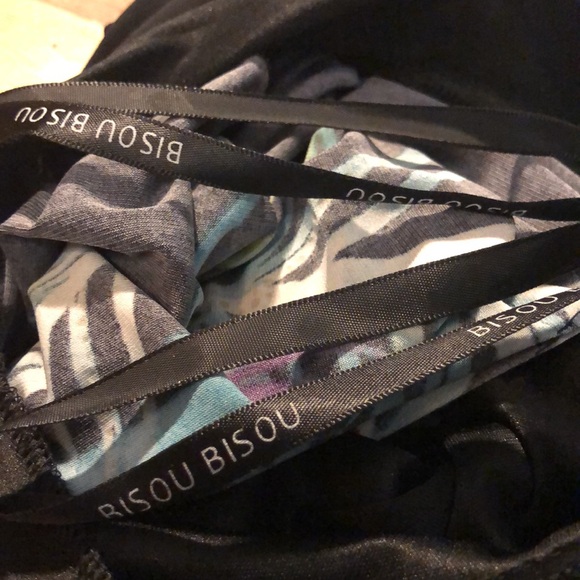 Bisou Bisou Sz8 one shoulder black diamond peacock dress. Blk cocktail mini - Picture 7 of 7